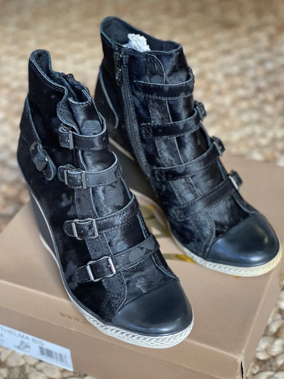 Ash Thelma Womens Wedge Sneaker Black