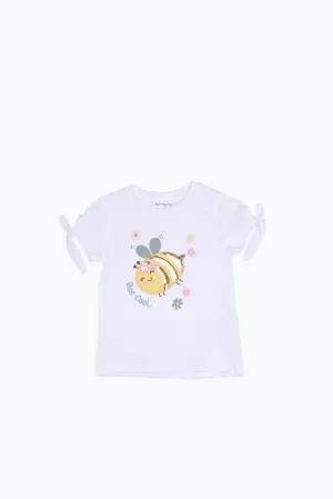 Baby Girls White Honey Bee Print T-Shirt