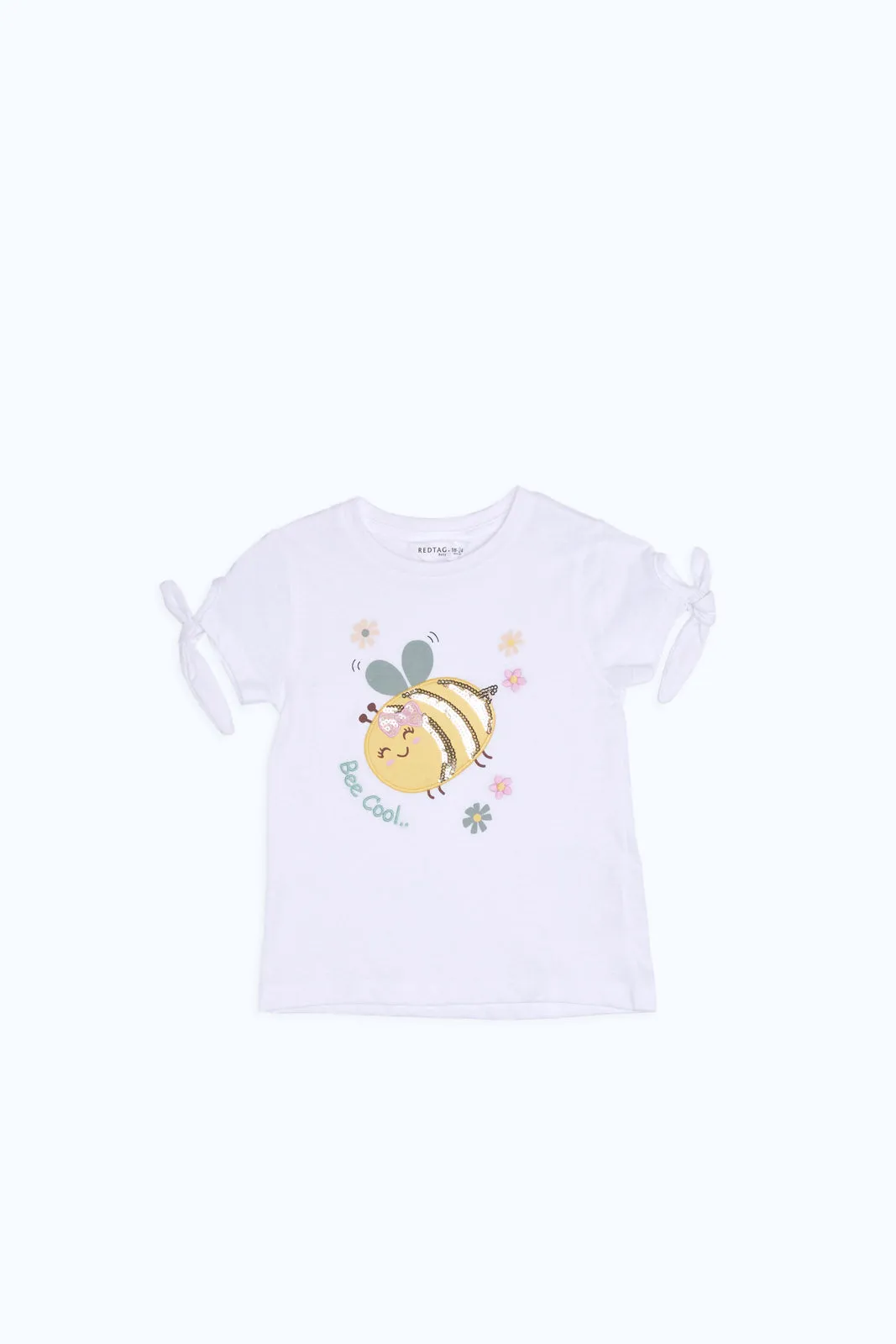 Baby Girls White Honey Bee Print T-Shirt