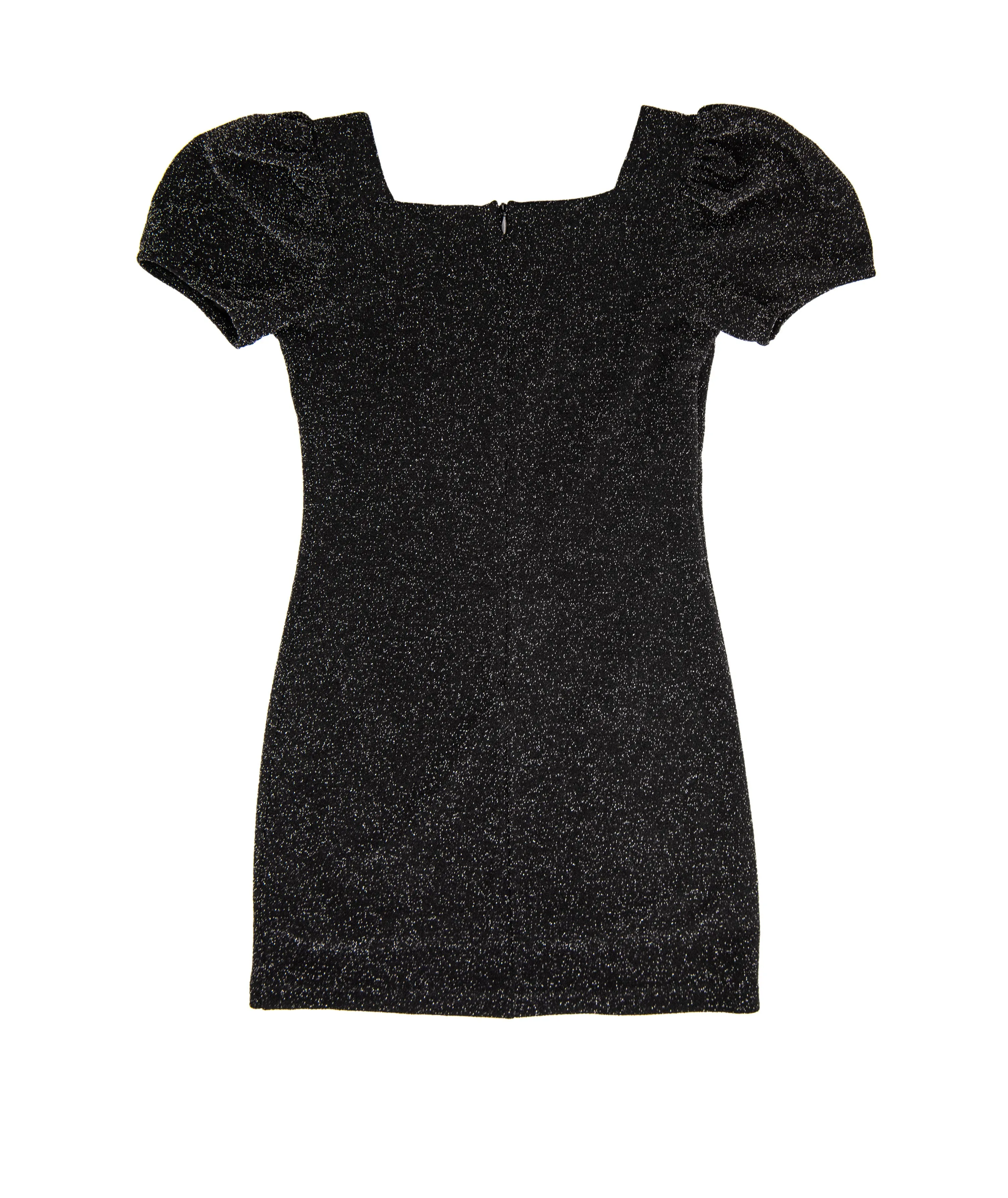 By Debra Girls Black Sparkle Puff Sleeve Body Con Dress