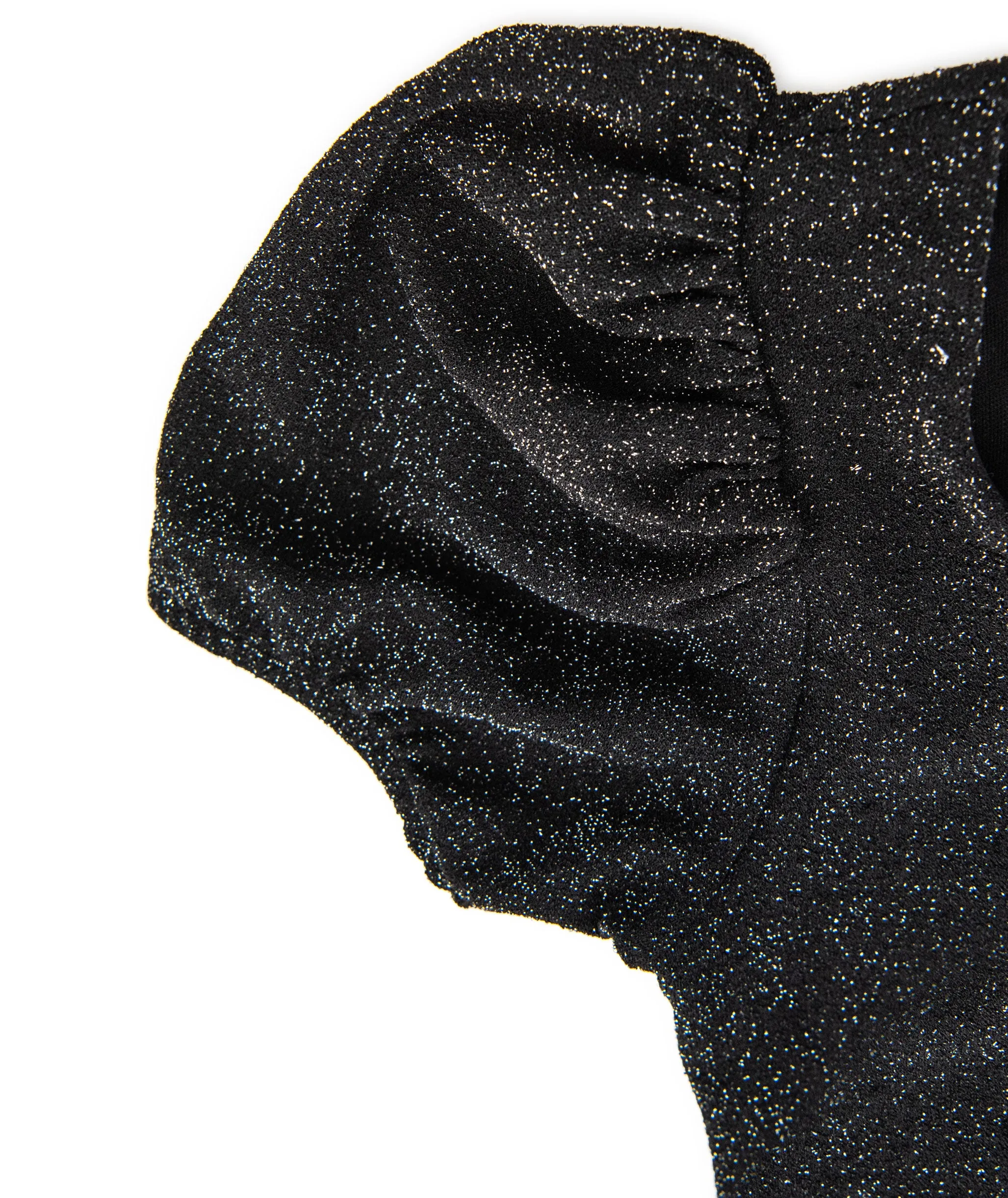 By Debra Girls Black Sparkle Puff Sleeve Body Con Dress