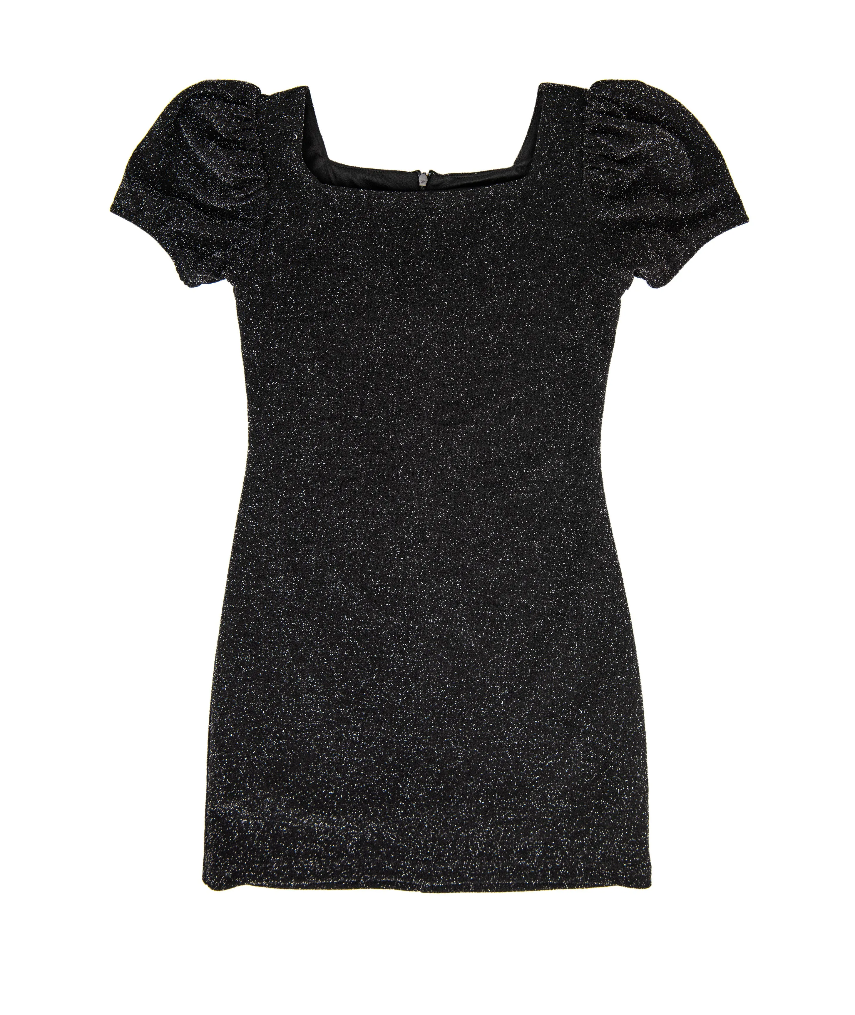 By Debra Girls Black Sparkle Puff Sleeve Body Con Dress