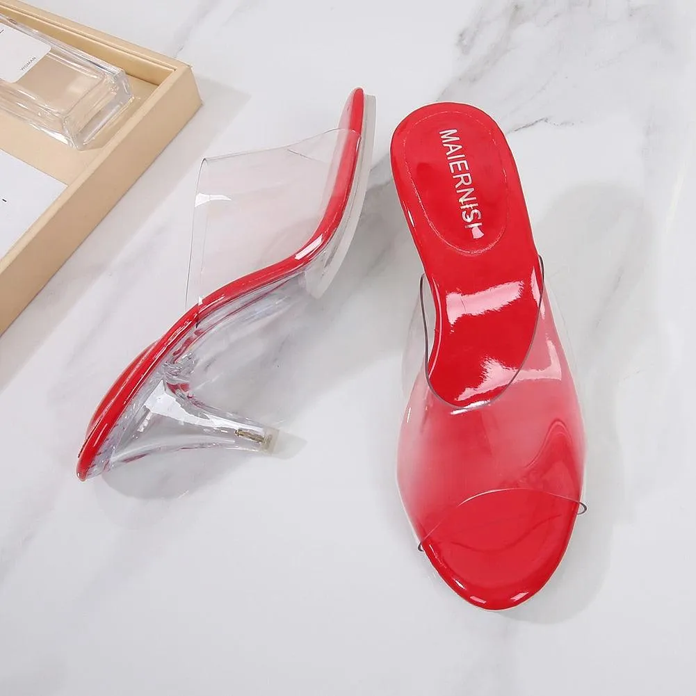 Clear PVC 11 cm  High Heeled Perspex Slippers