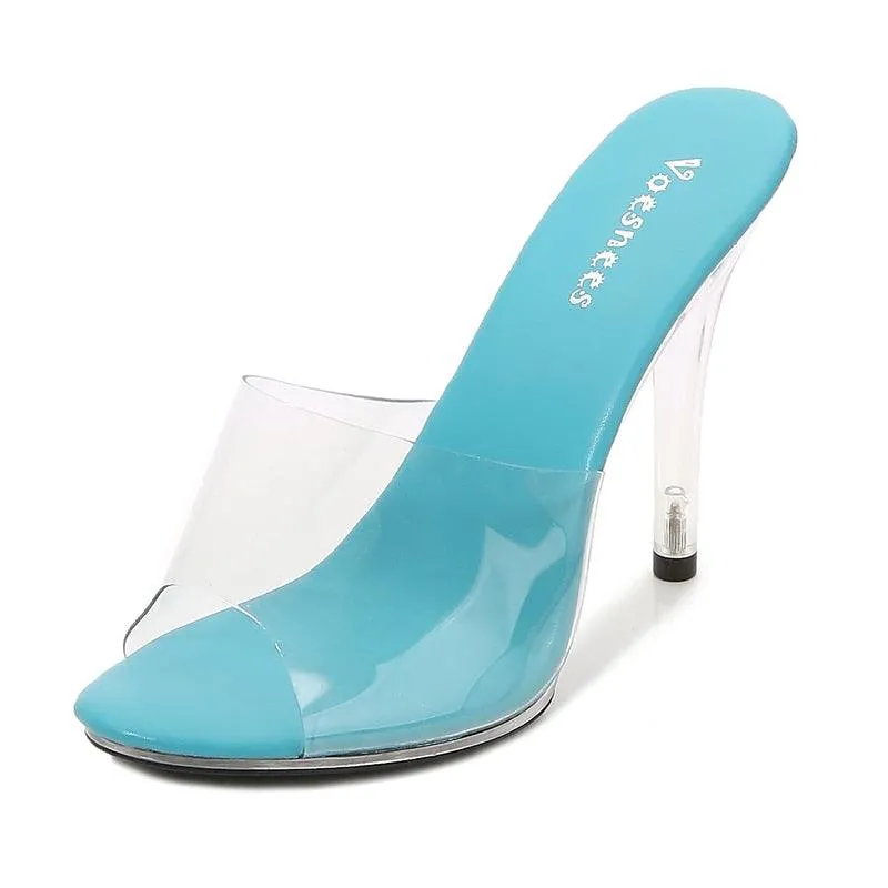 Clear PVC 11 cm  High Heeled Perspex Slippers
