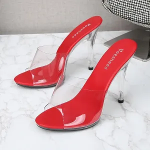 Clear PVC 11 cm  High Heeled Perspex Slippers