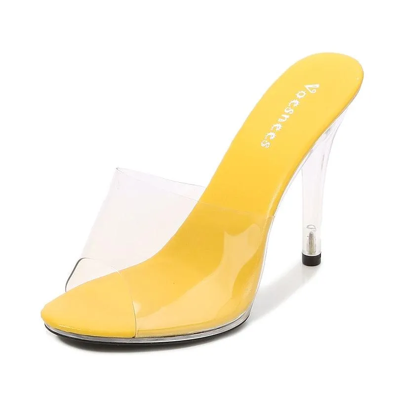 Clear PVC 11 cm  High Heeled Perspex Slippers