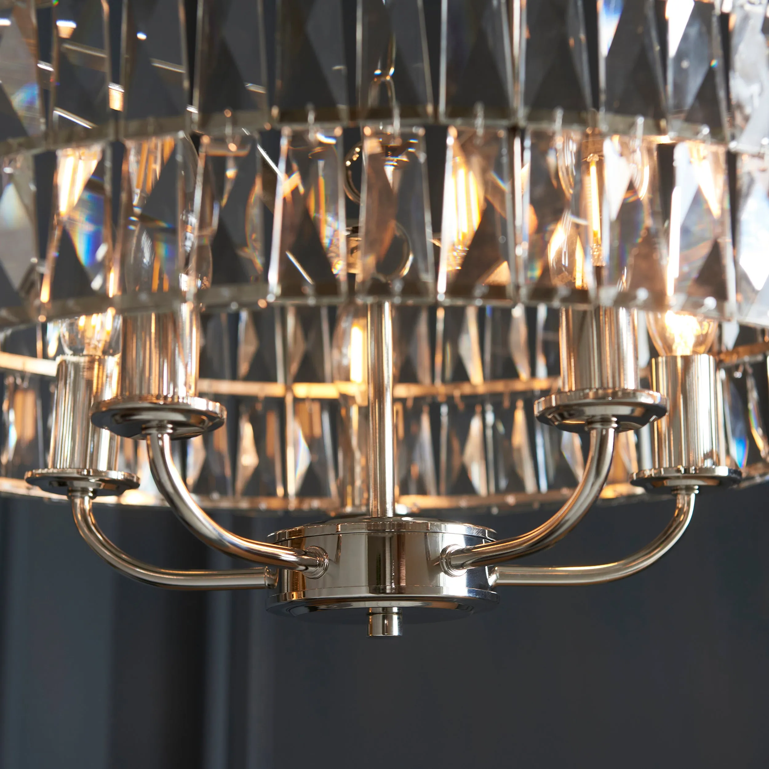 Decolight Keysham light Polished Nickel & Glass Ceiling Pendant Light
