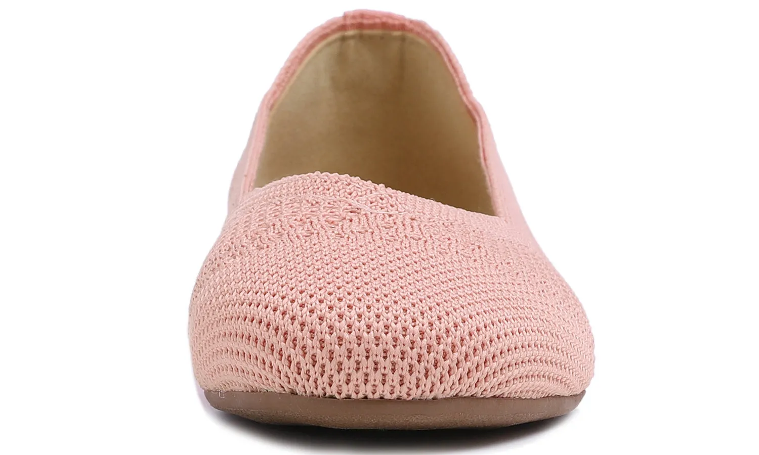 Feversole Women's Woven Fashion Breathable Knit Flat Shoes Light Pink Ballet