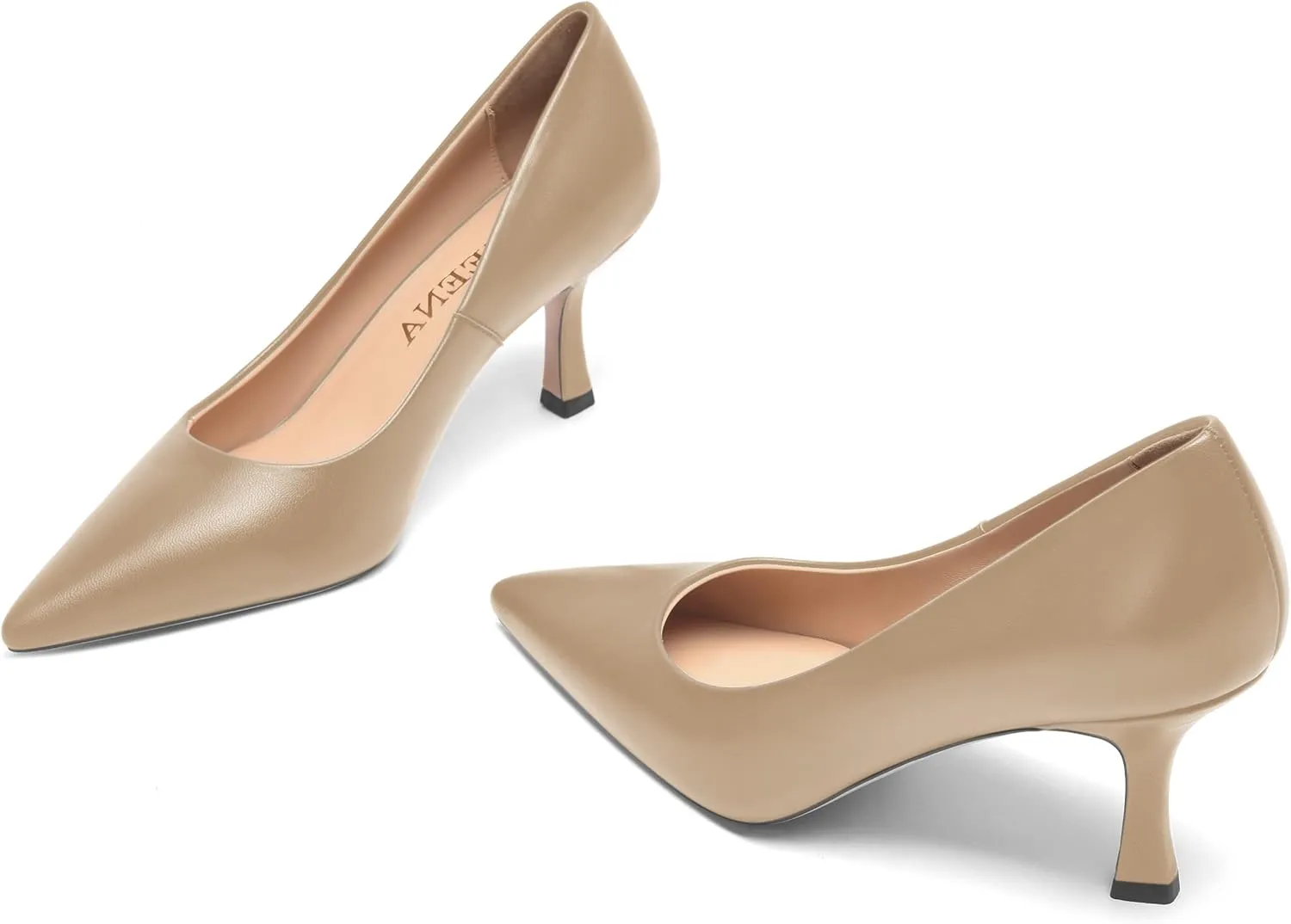 FOGEENA Womens Casual Pointed Toe Office Matte Slip On Stiletto High Heel Pumps Shoes 2.5 Inch