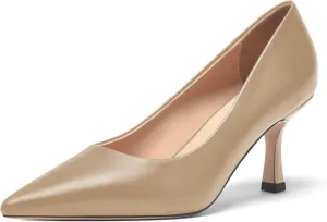 FOGEENA Womens Casual Pointed Toe Office Matte Slip On Stiletto High Heel Pumps Shoes 2.5 Inch