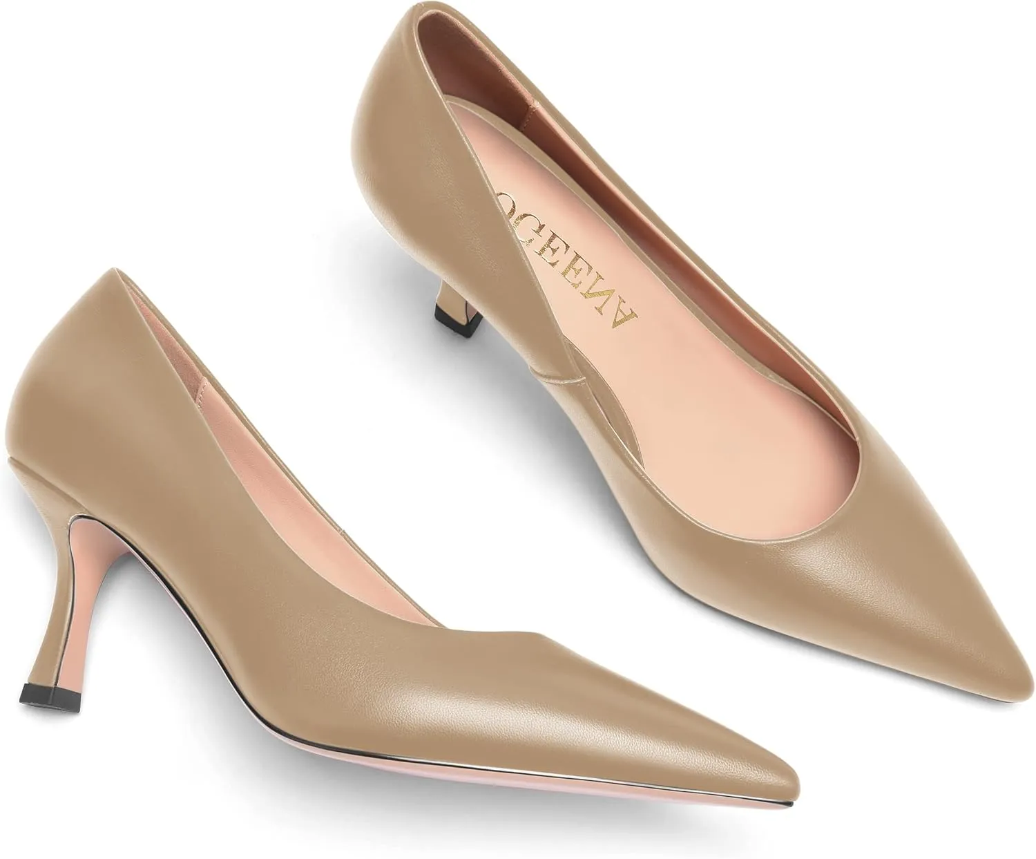 FOGEENA Womens Casual Pointed Toe Office Matte Slip On Stiletto High Heel Pumps Shoes 2.5 Inch