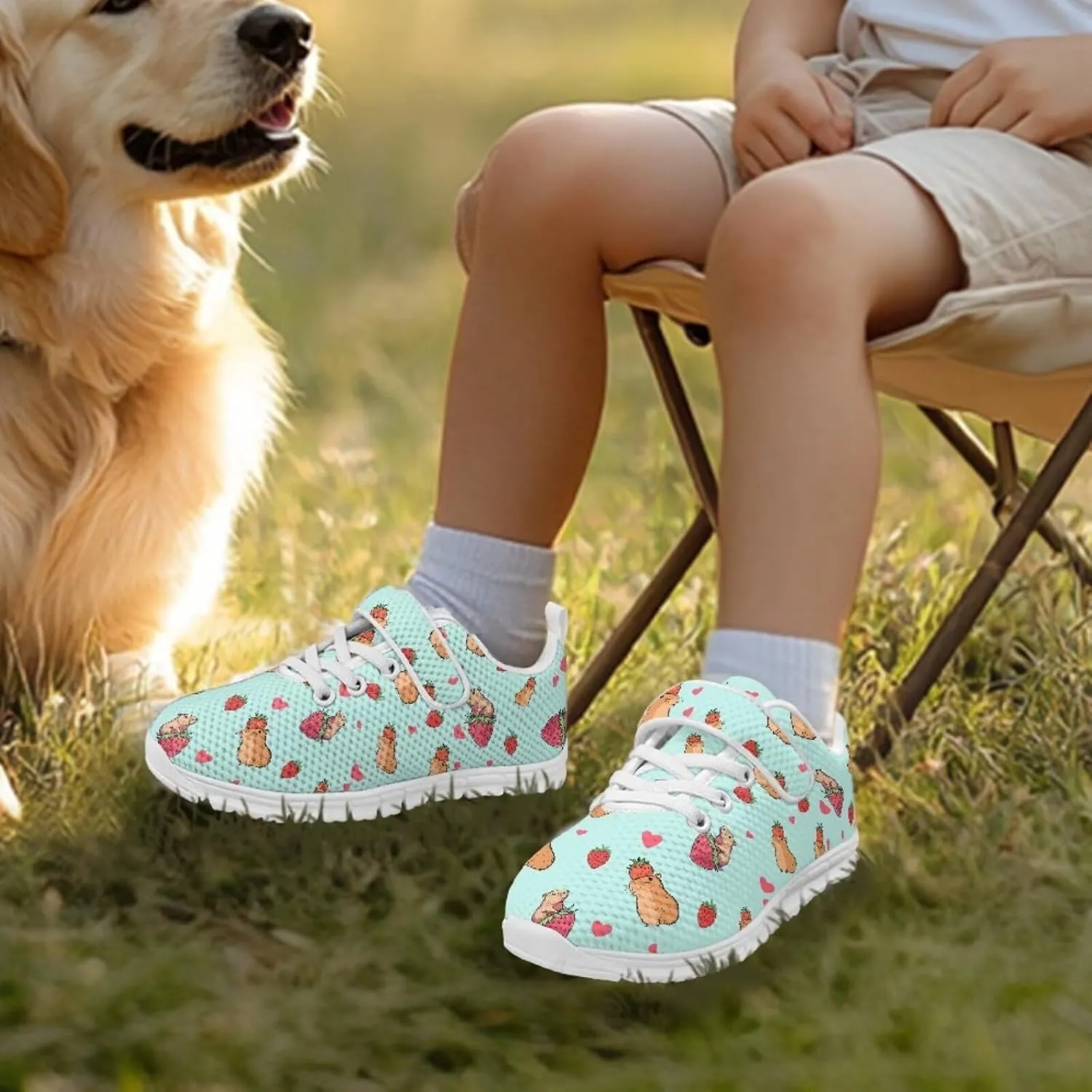 Forchrinse Capybara Print Kids Sneakers for Boys Girls Carton Running Tennis Shoes Sport Toddler Walking Sneakers Causal School Shoes Gift Birthday