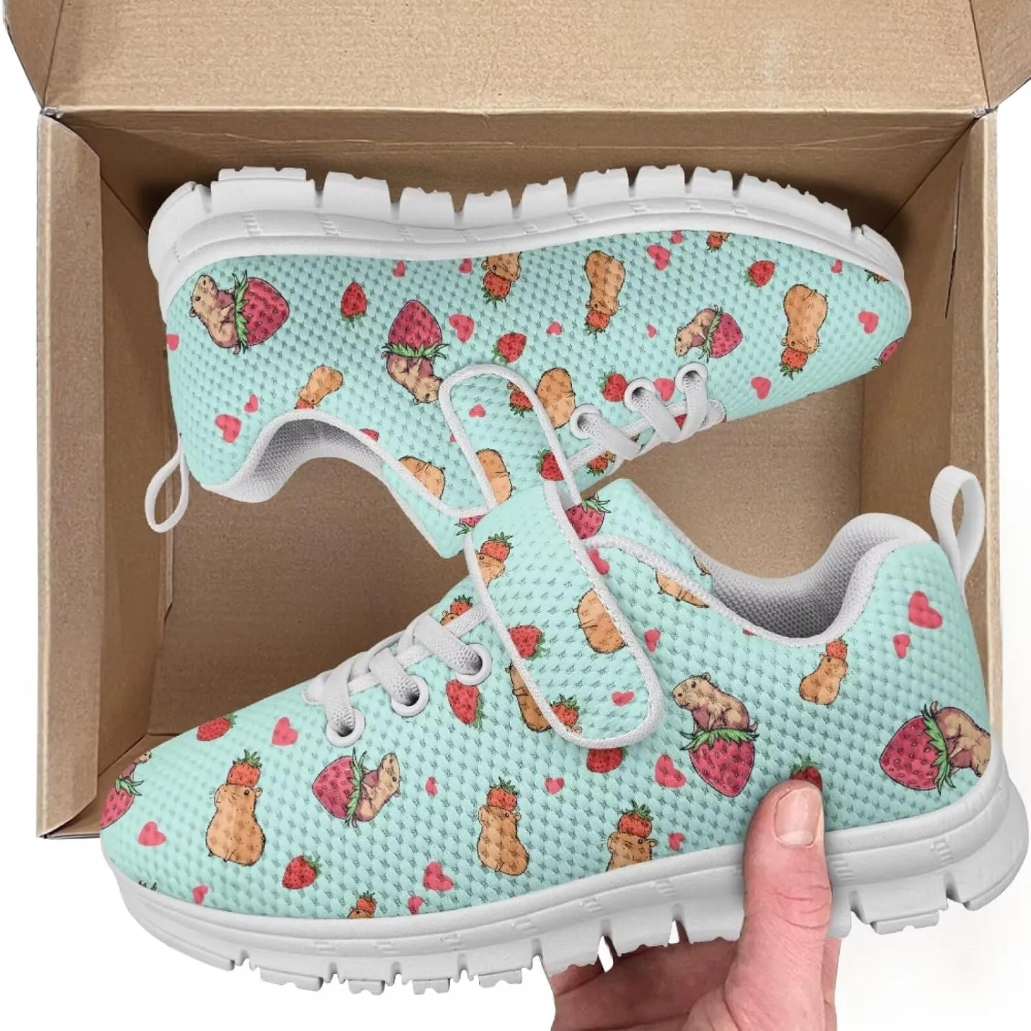 Forchrinse Capybara Print Kids Sneakers for Boys Girls Carton Running Tennis Shoes Sport Toddler Walking Sneakers Causal School Shoes Gift Birthday