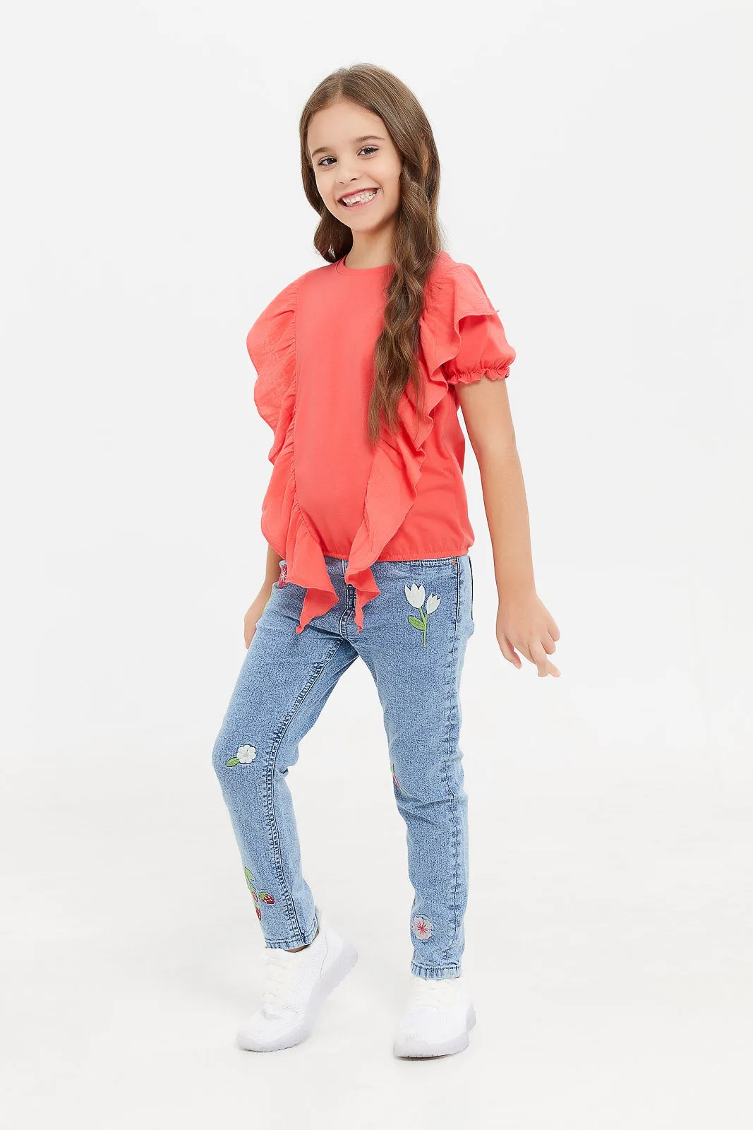 Girls Blue Embellished Jeans