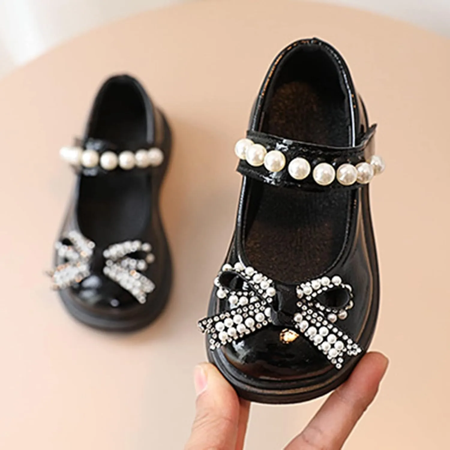 Girls Round Toe Ankle Strap Mary Jane School Shoes with Bow Chunky Platform Dress Shoe Pumps Dress Platform Slides Kids