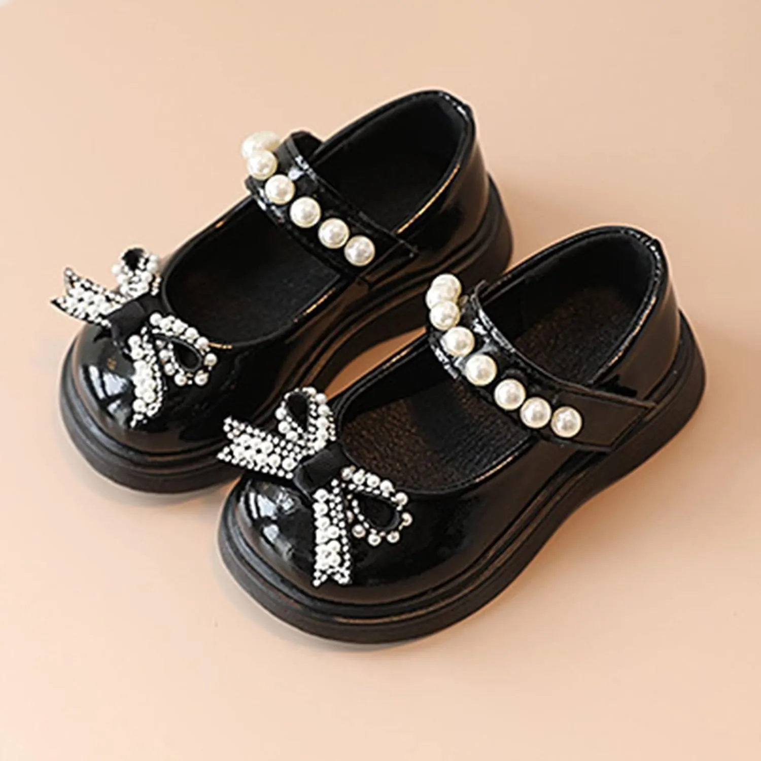 Girls Round Toe Ankle Strap Mary Jane School Shoes with Bow Chunky Platform Dress Shoe Pumps Dress Platform Slides Kids