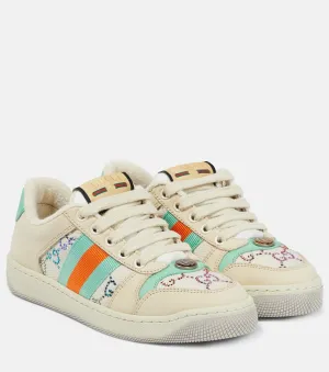 Gucci Embellished Leather Screener Sneakers, Multicolor