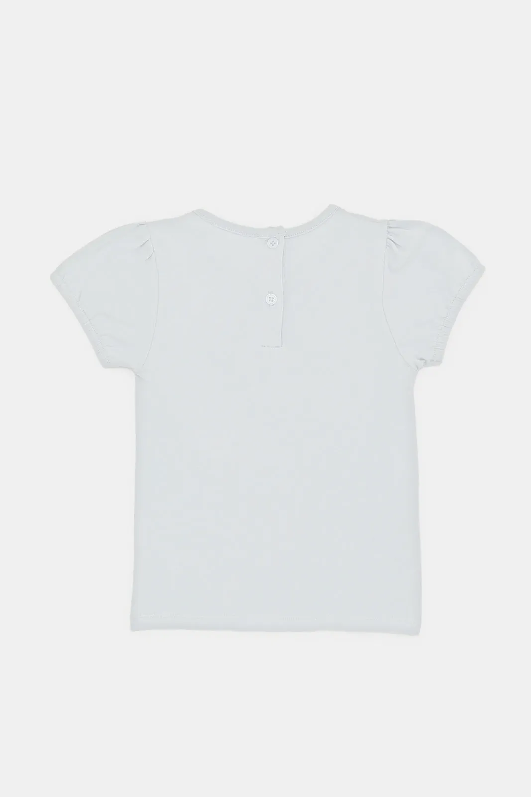 Infant Girls Blue Puff Sleeves T Shirt