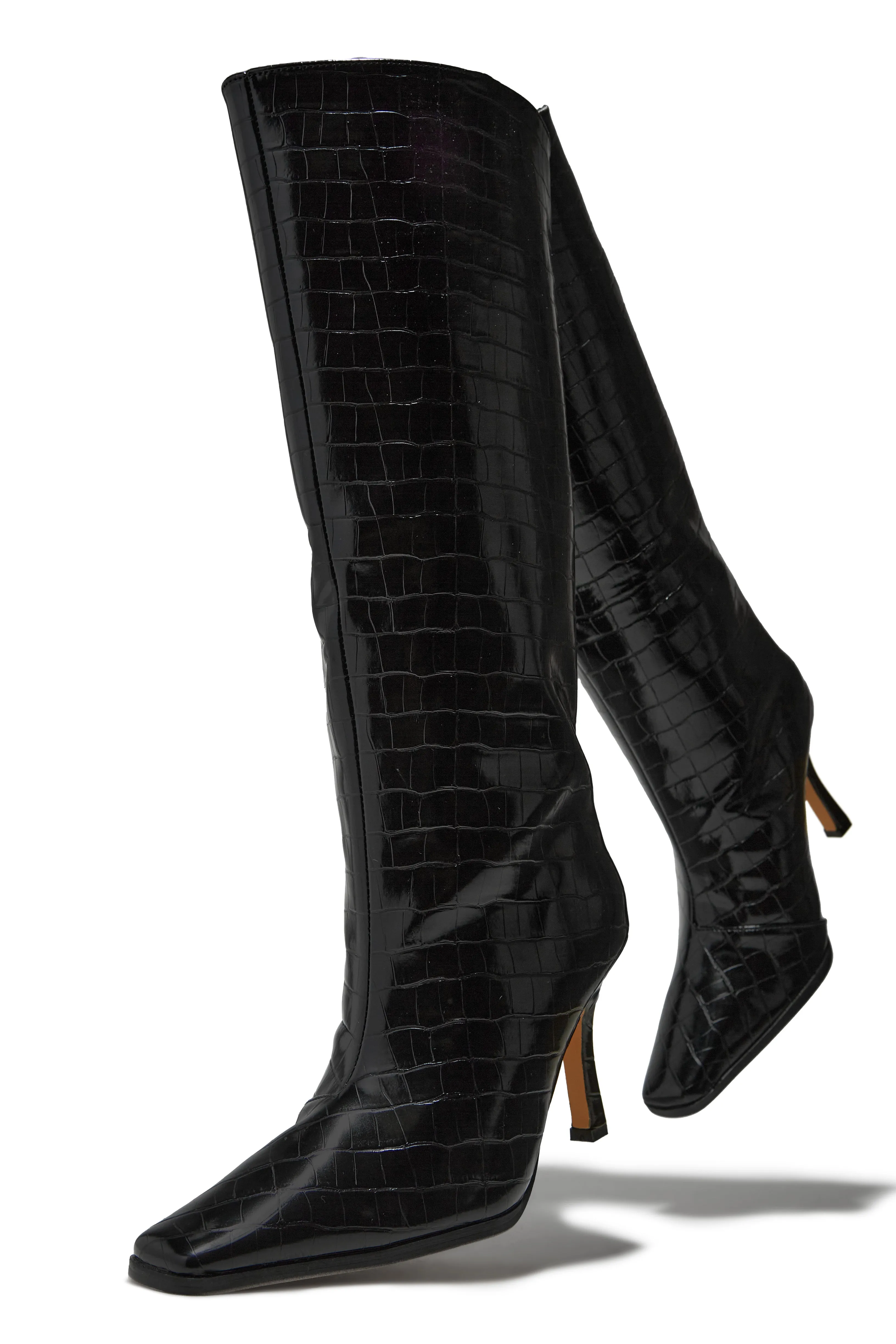 Kianza Heel Boots - Croc Black