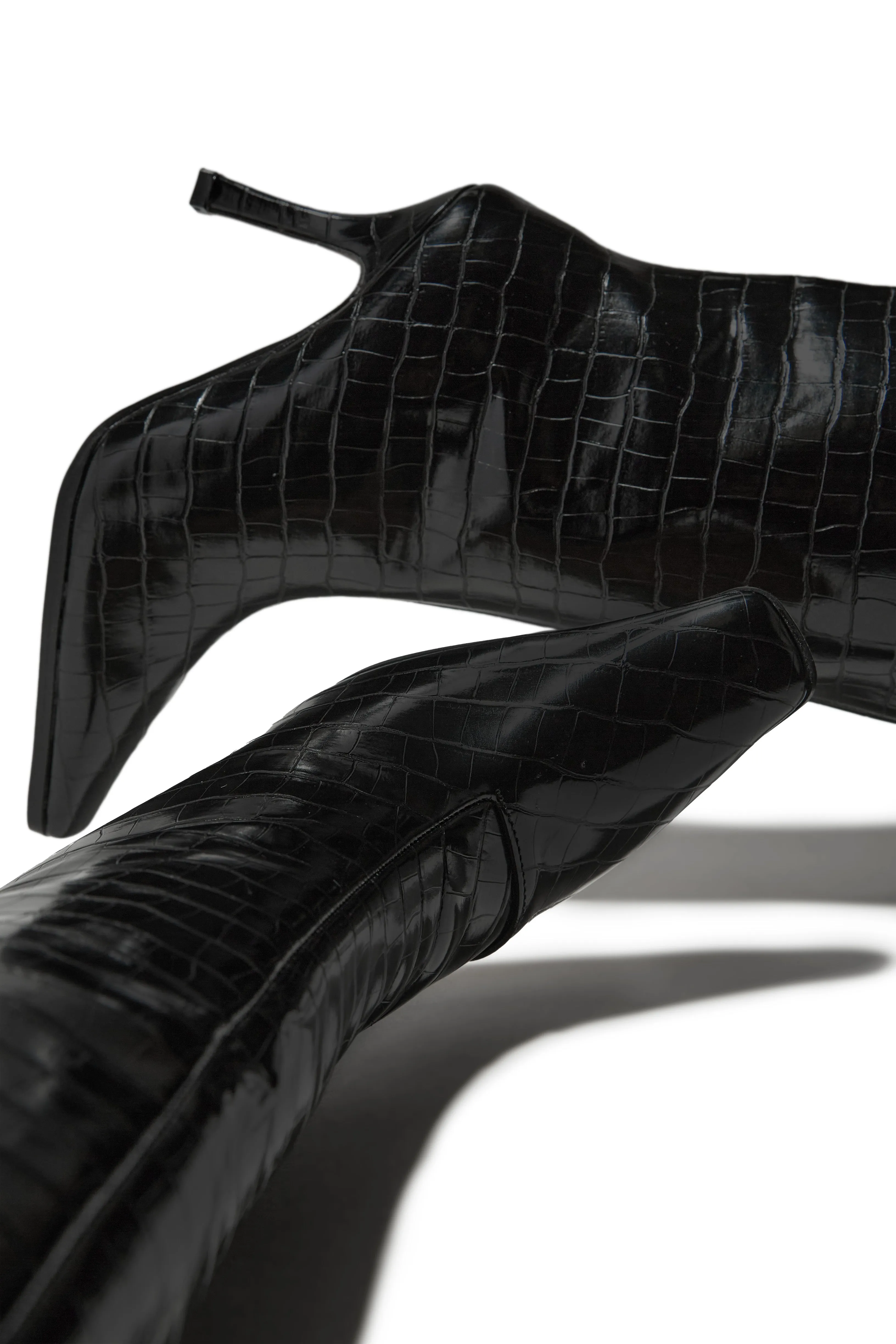 Kianza Heel Boots - Croc Black
