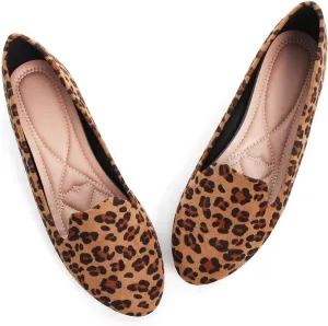 LUXINYU Flats for Women Classic Pointed Toe Slip-On Ballet Flats Soft Pu Leather Dress Shoes Comfortable Loafers Lightweight