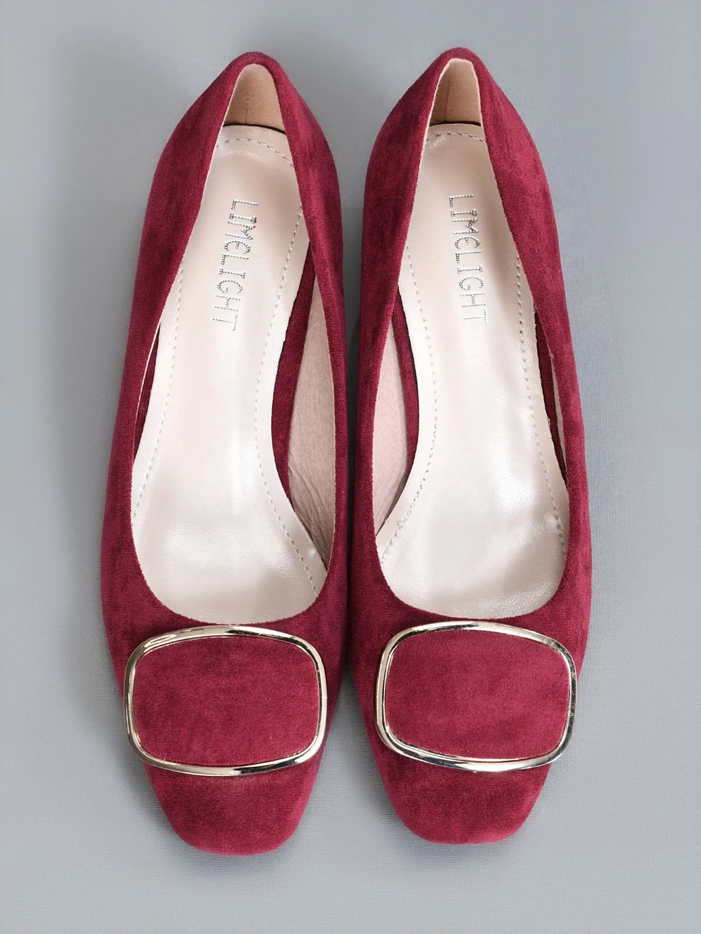 Metallic Finish Block Heels- Red