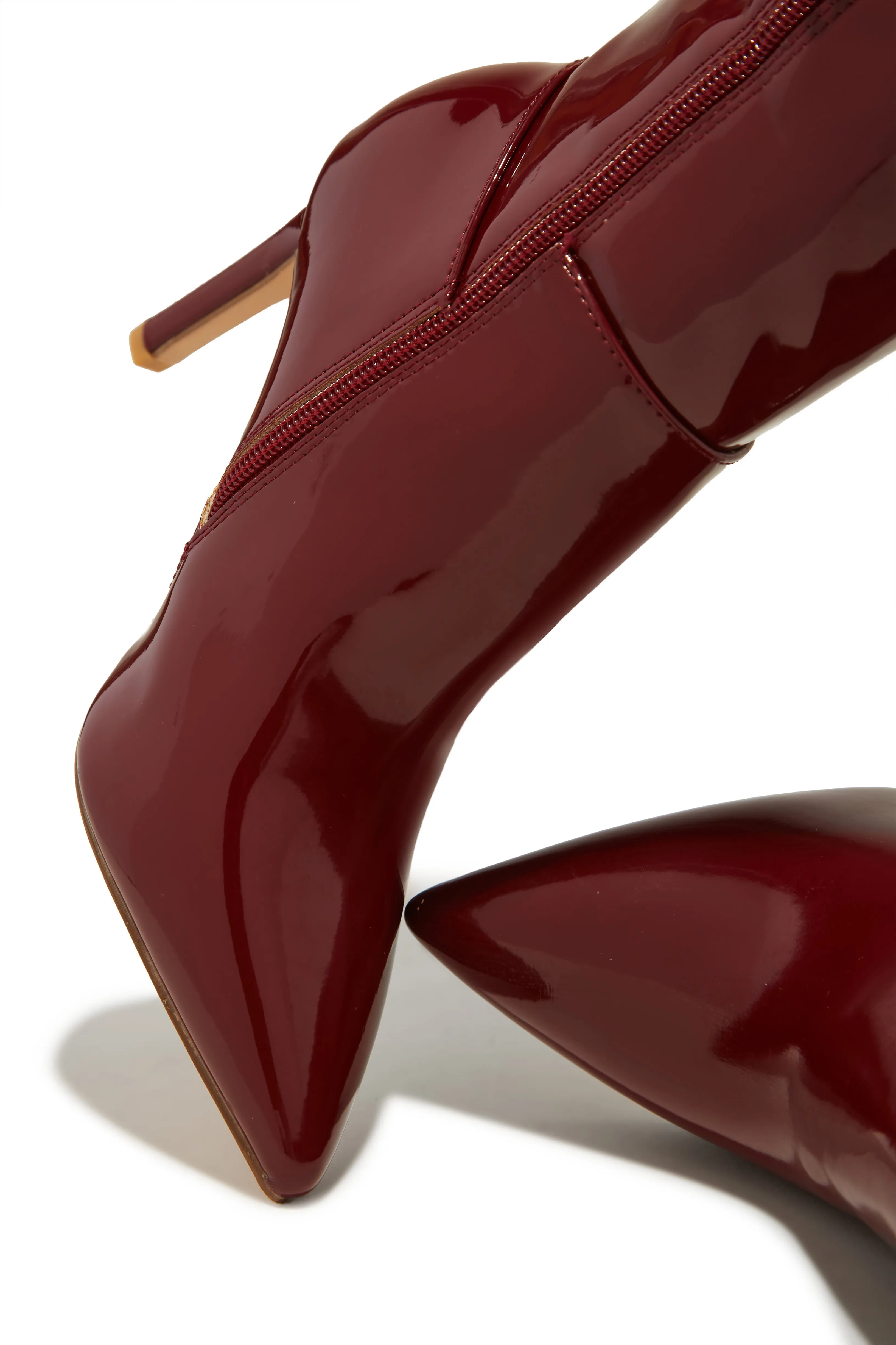 Scarlette Below The Knee Heel Boots - Cherry