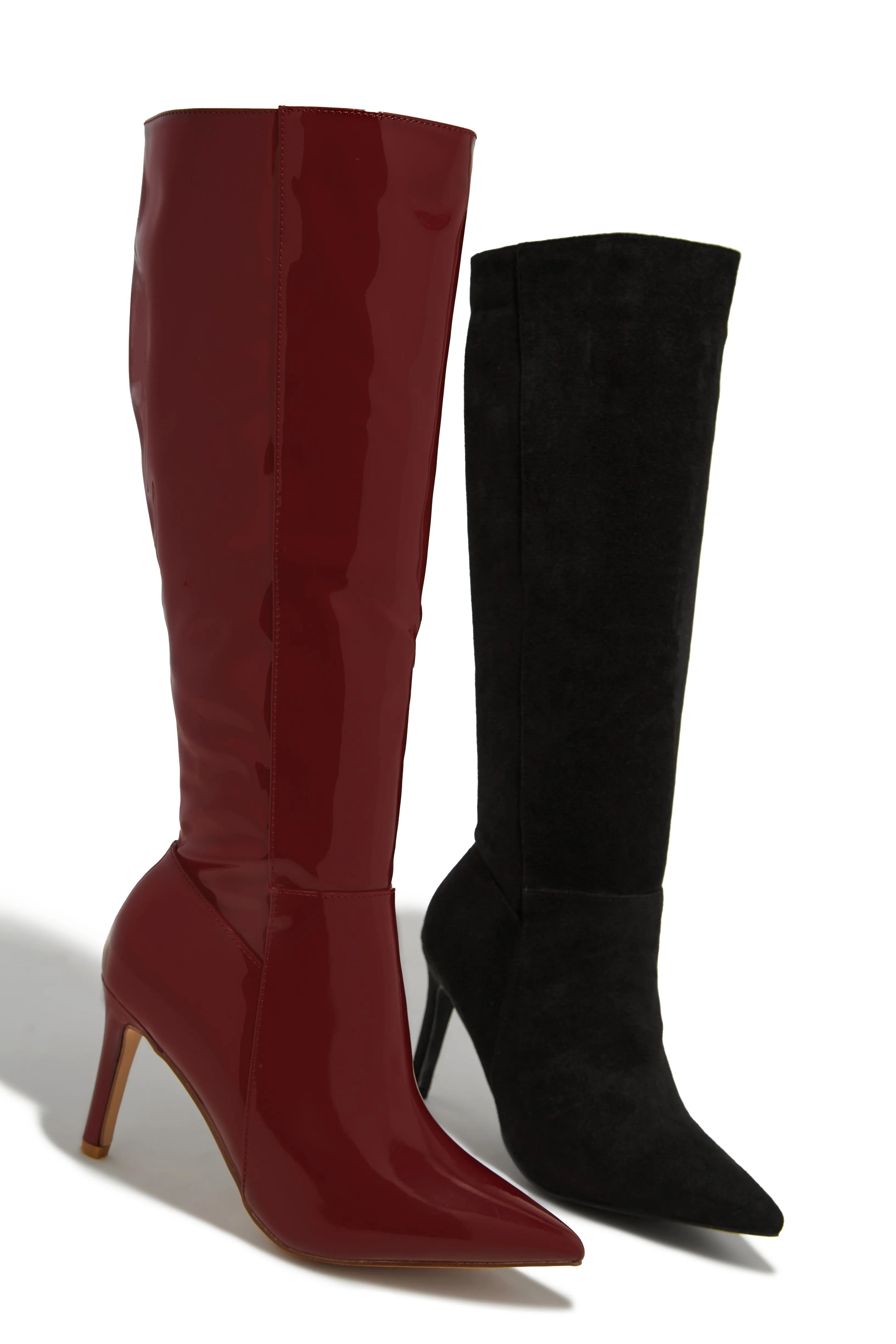 Scarlette Below The Knee Heel Boots - Cherry