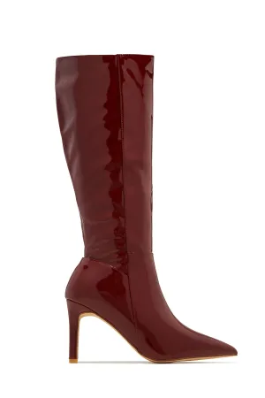 Scarlette Below The Knee Heel Boots - Cherry