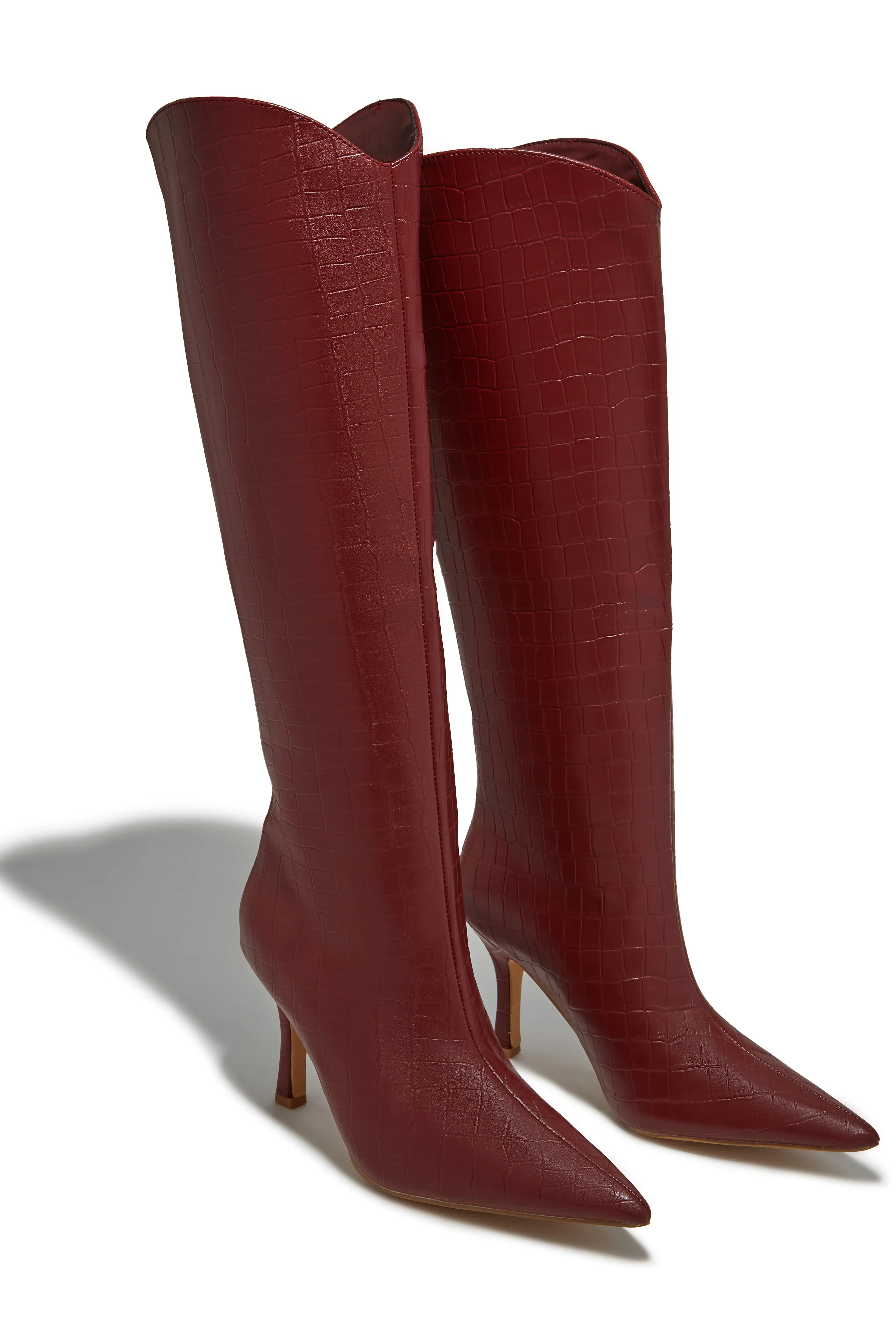 Shyla Knee High Boots - Cherry