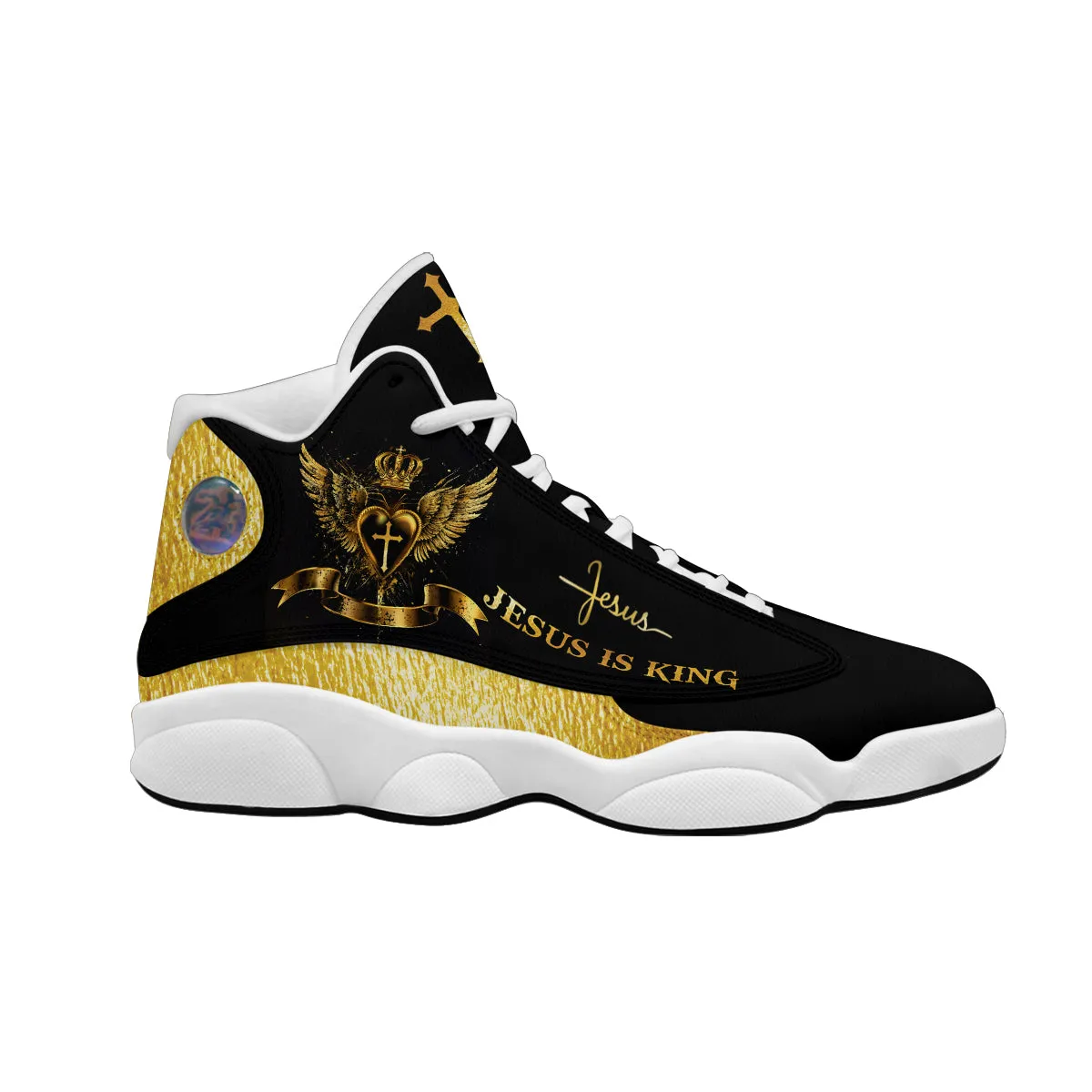 Teesdily | Jesus Christ Basketball Shoes, Jesus Is The King Shoes, Jesus Cross Art, Gift For Jesus Lovers, Christian Unisex Basketball Shoes