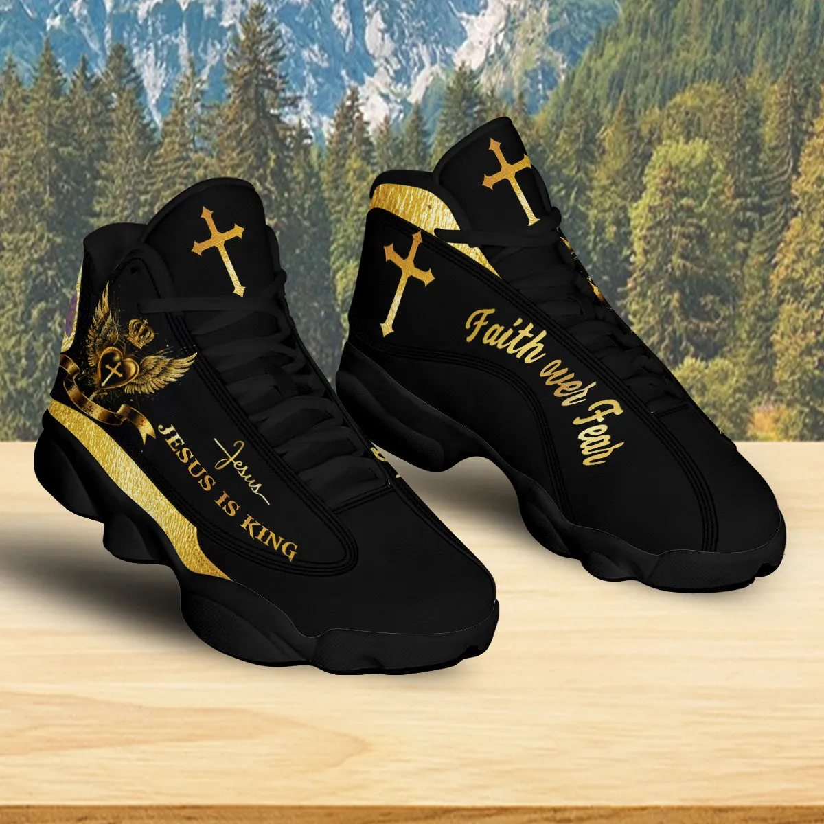 Teesdily | Jesus Christ Basketball Shoes, Jesus Is The King Shoes, Jesus Cross Art, Gift For Jesus Lovers, Christian Unisex Basketball Shoes