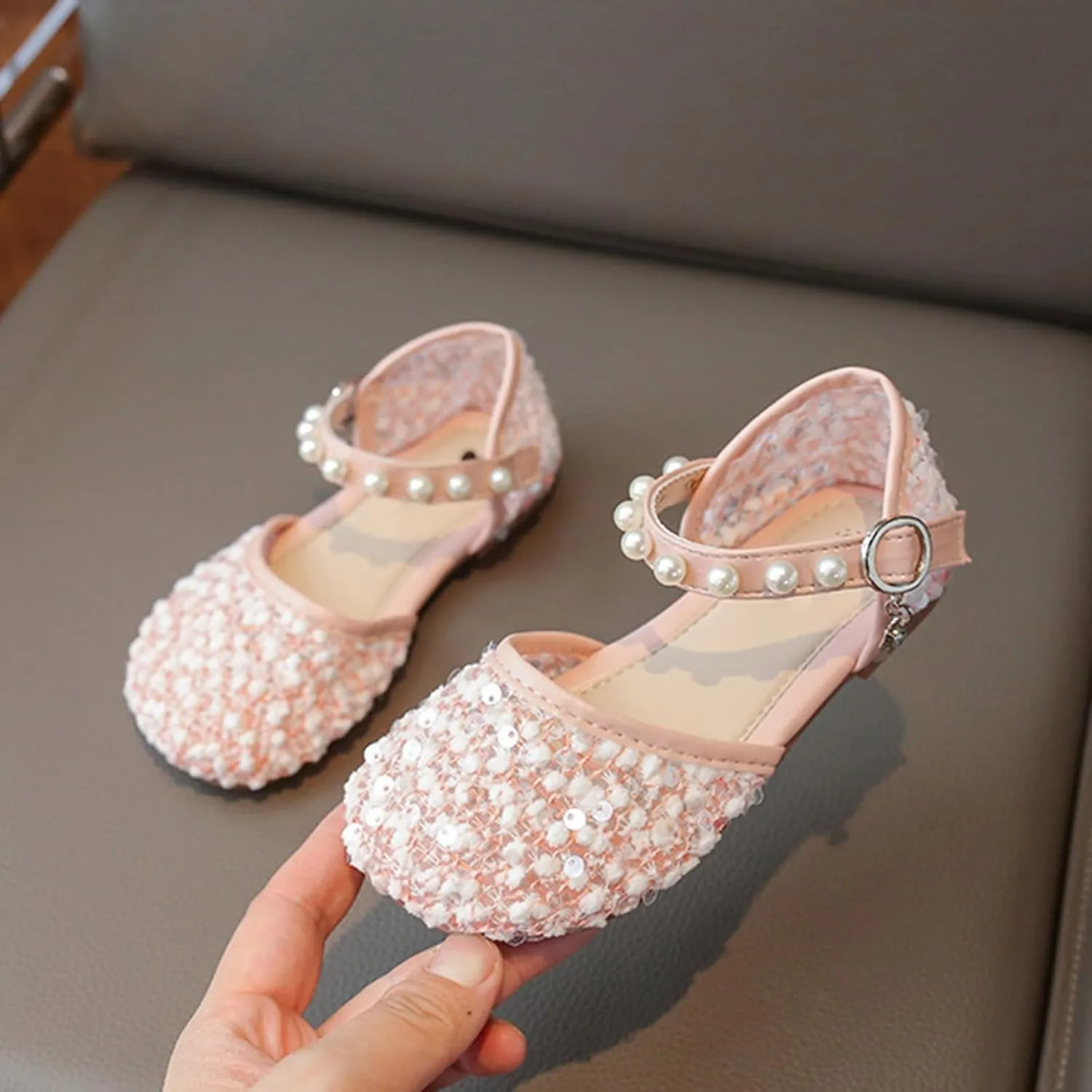 Toddler Girls Dress Shoes Ballet Flat Little Girl's Mary Jane Princess Flower Girl Shoes for Toddler Sandals Size 4