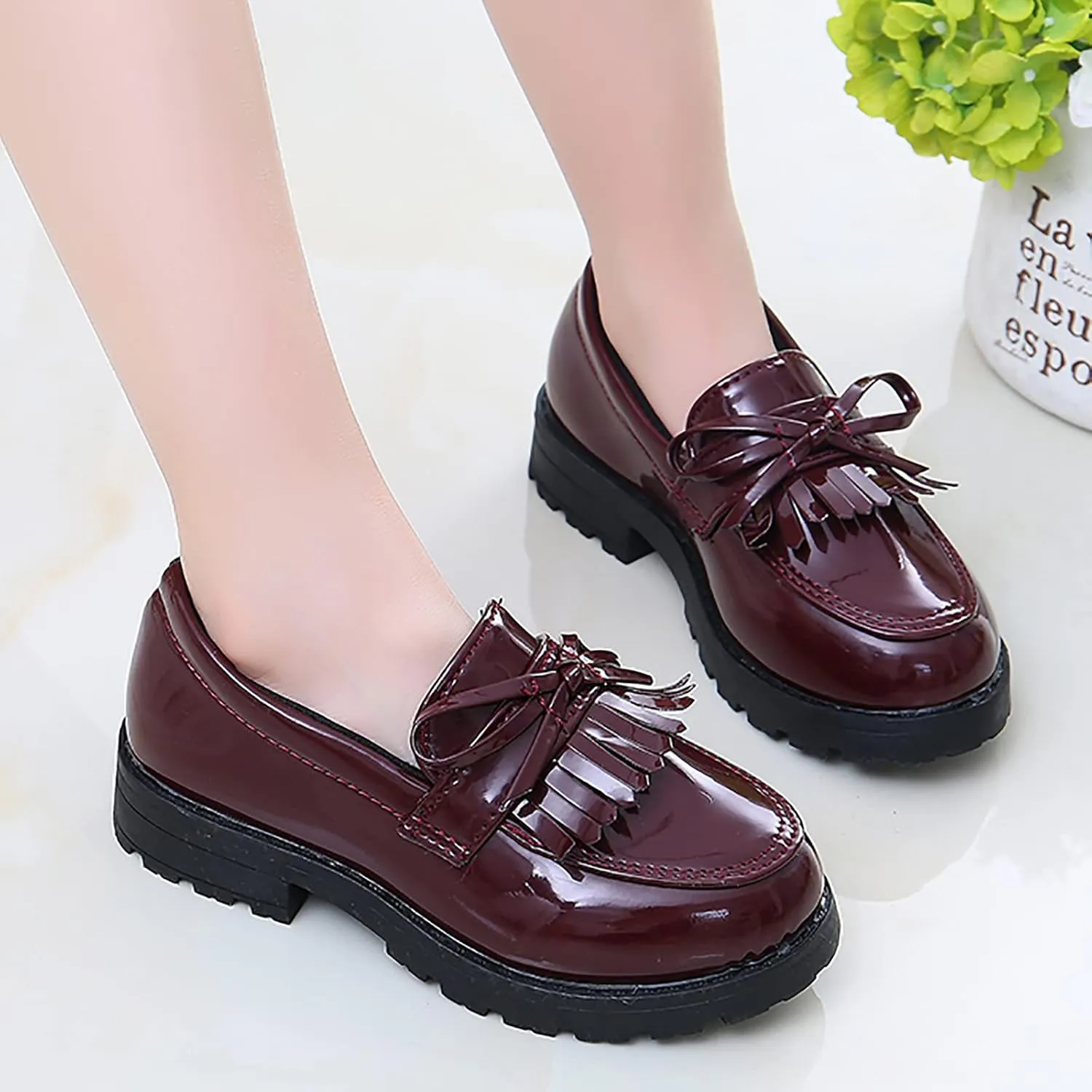 Toddler Girls Dress Shoes Comfort Lace-Up Oxfor Shoes Loafer Flat (Toddler/Little Kid) Slip On Leather Loafer