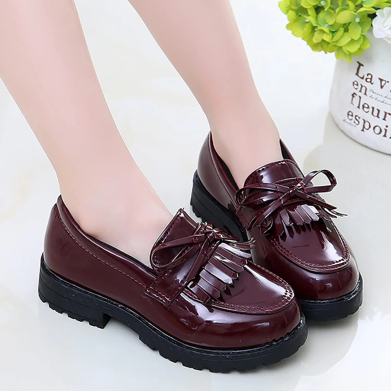 Toddler Girls Dress Shoes Comfort Lace-Up Oxfor Shoes Loafer Flat (Toddler/Little Kid) Slip On Leather Loafer