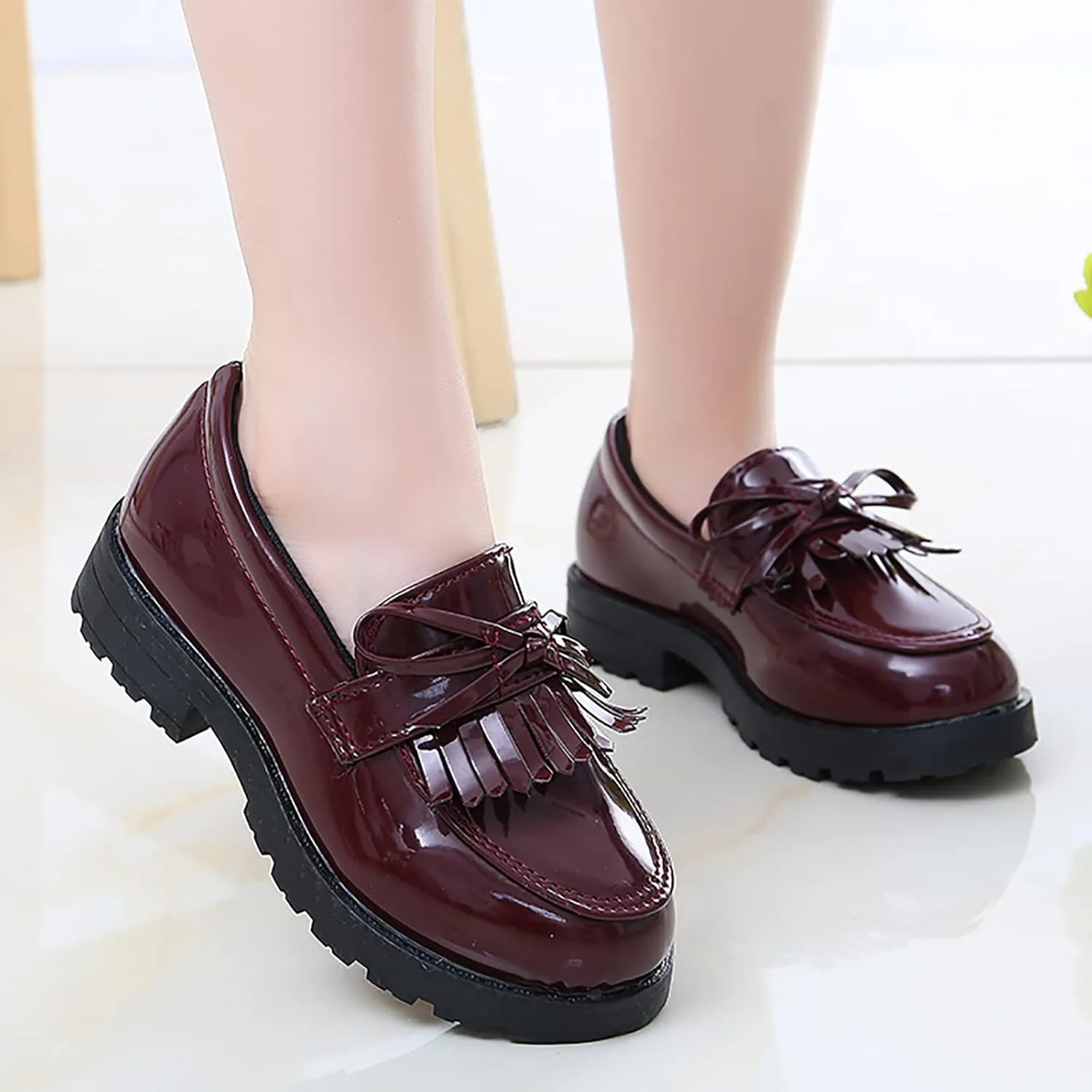 Toddler Girls Dress Shoes Comfort Lace-Up Oxfor Shoes Loafer Flat (Toddler/Little Kid) Slip On Leather Loafer