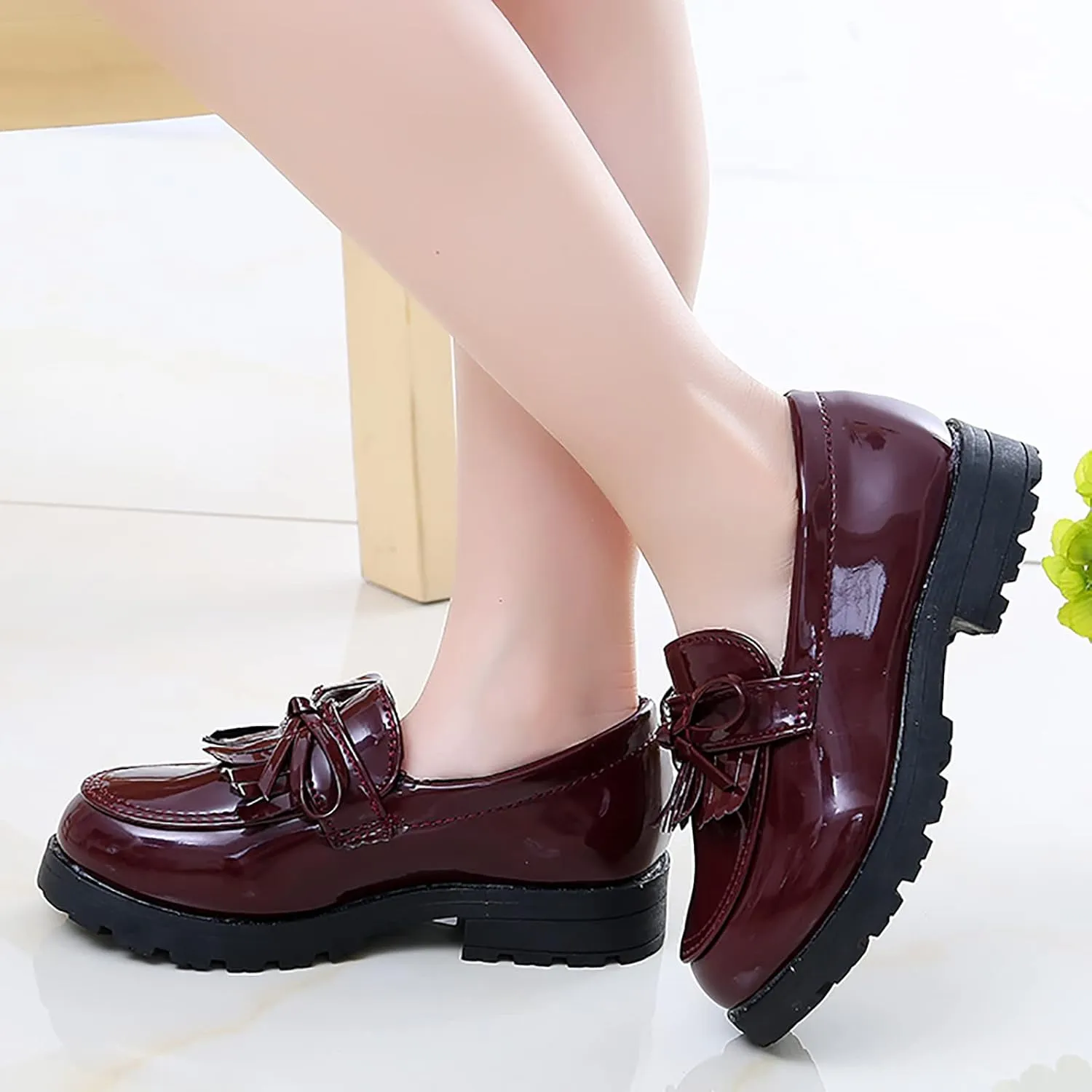 Toddler Girls Dress Shoes Comfort Lace-Up Oxfor Shoes Loafer Flat (Toddler/Little Kid) Slip On Leather Loafer