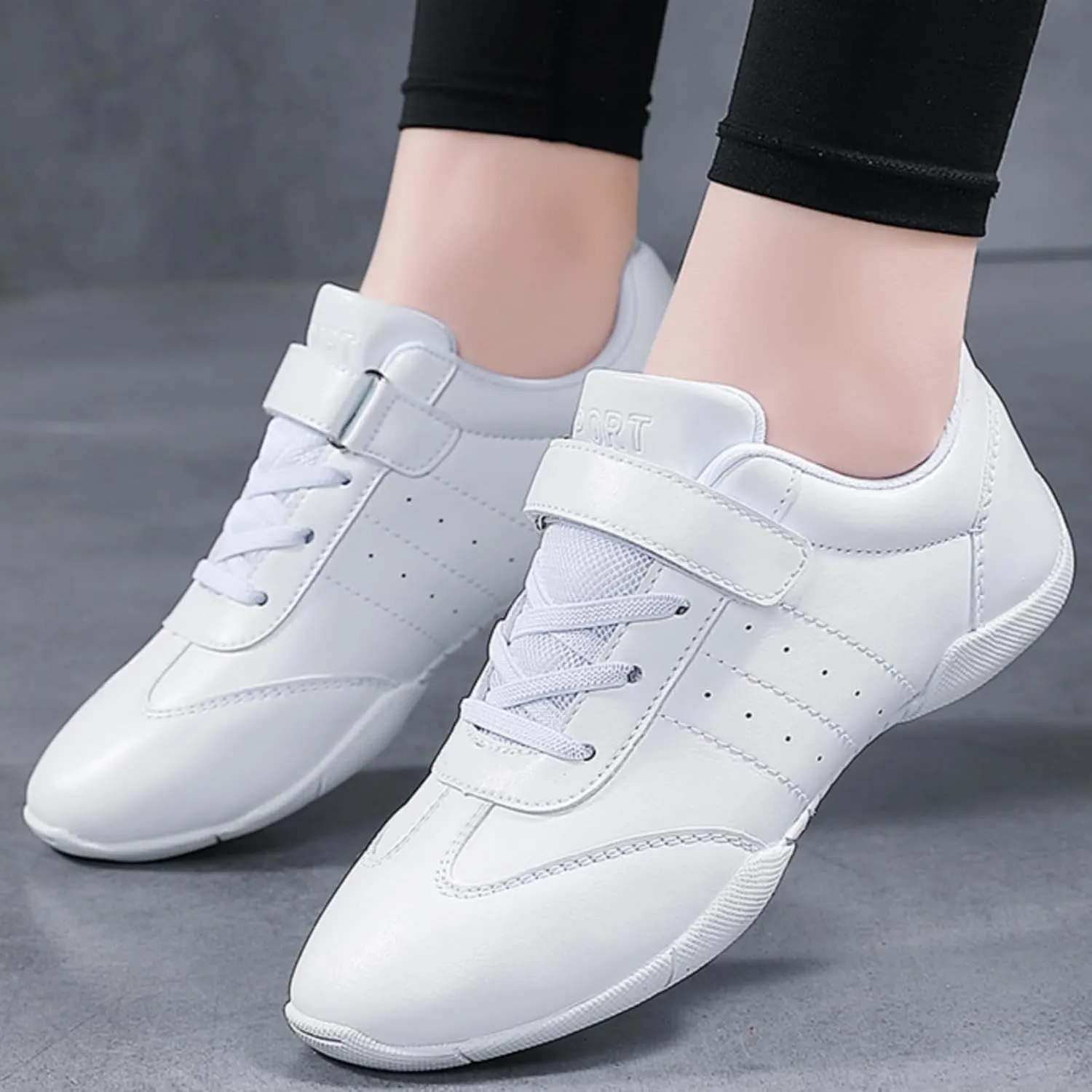 White Cheer Shoes Girls Dance Training Sneakers Kids Jumping Tumbling Exercise Aerobic Fitness Athletic Sneakers