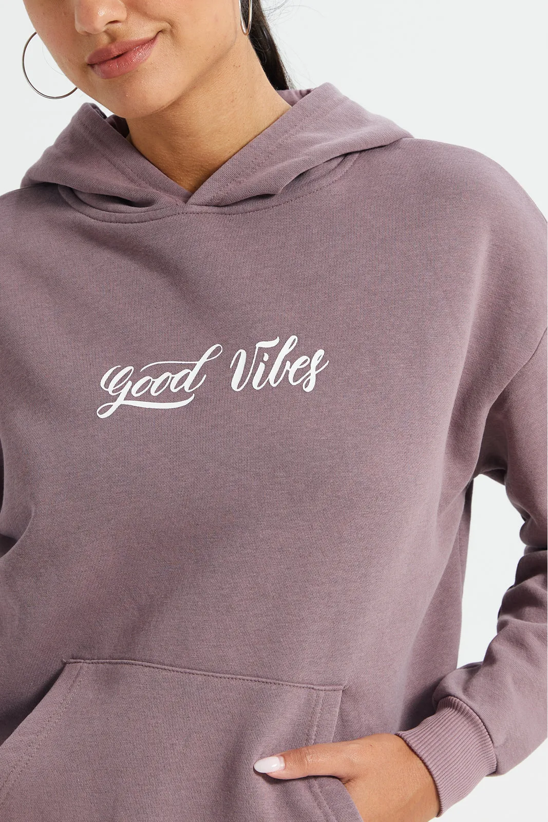 Women Lilac Hooded Sweatshirt